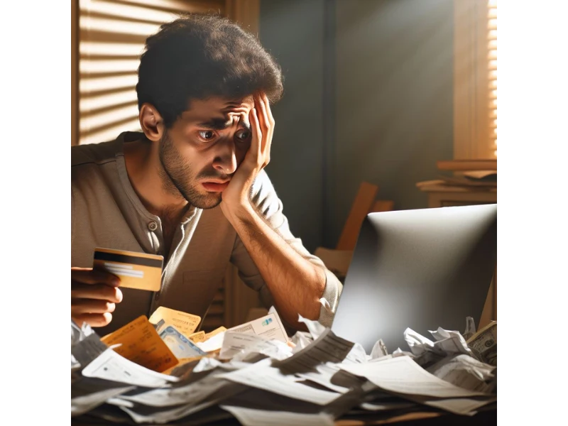 person frustrated at laptop representing common financial goal setting mistakes to avoid